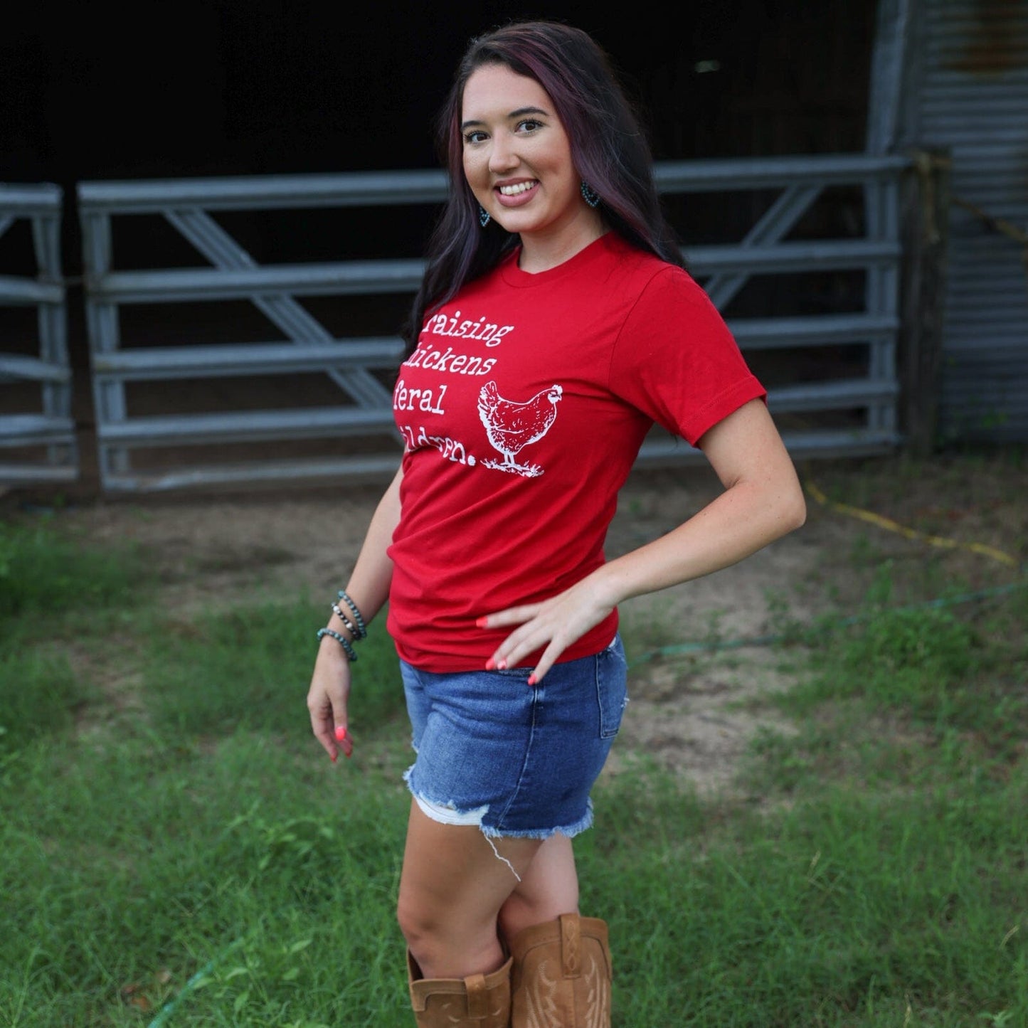 FestiviTees Women - Apparel - Shirts - T-Shirts Raising Chickens & Feral Children Soft Graphic Tee