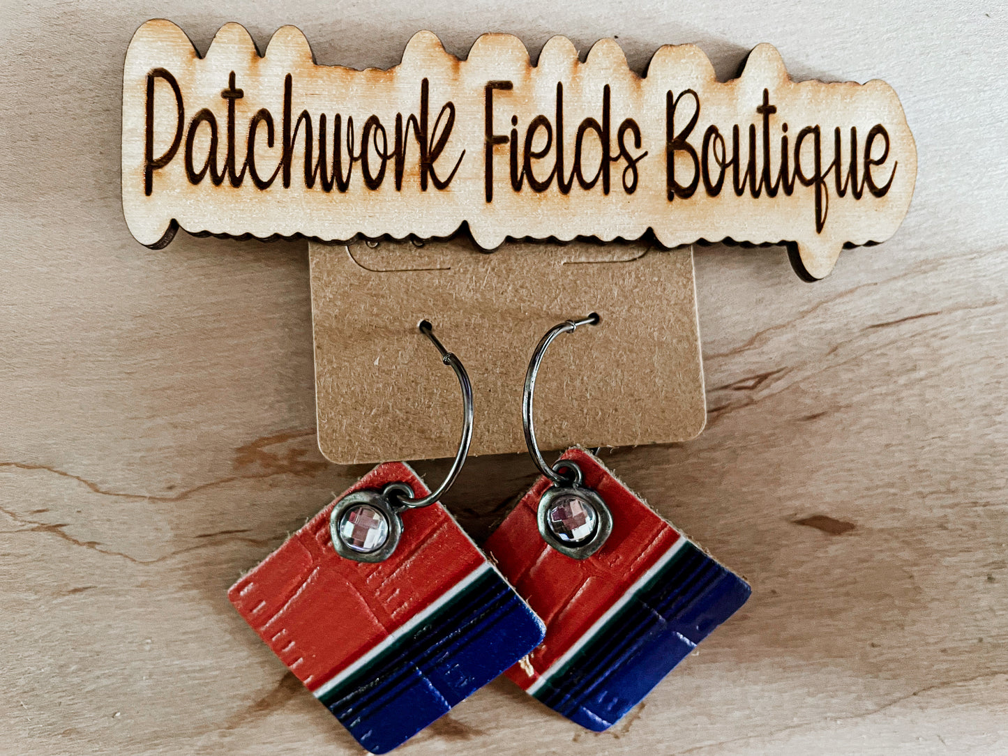 Square Leather 3 in 1 Earrings