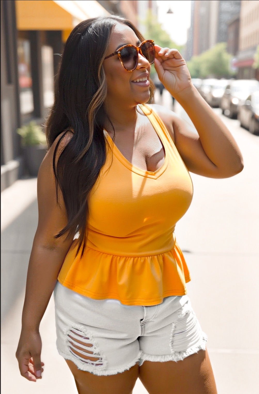 Margo Midi Length Peplum Tank - Girl Code Couture