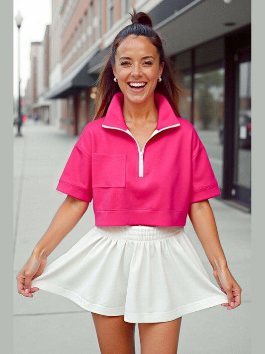 PRE - ORDER Lightweight Half Zip & Midi Short Sleeve Top - 5/27 - Girl Code Couture