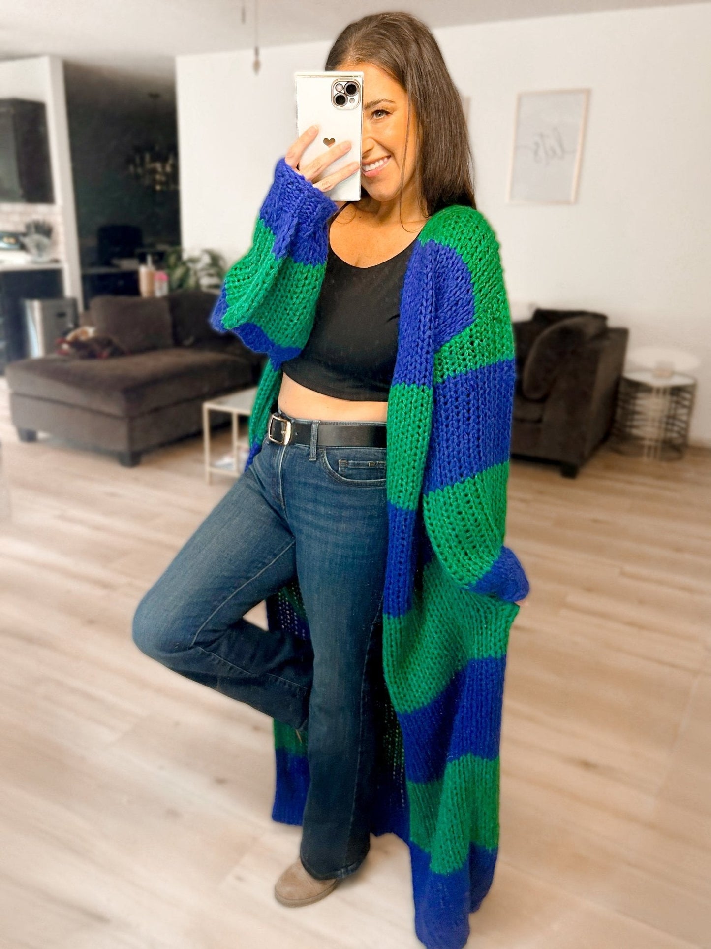 PRE ORDER Oversized Chunky Striped Balloon Sleeve Duster - Girl Code Couture