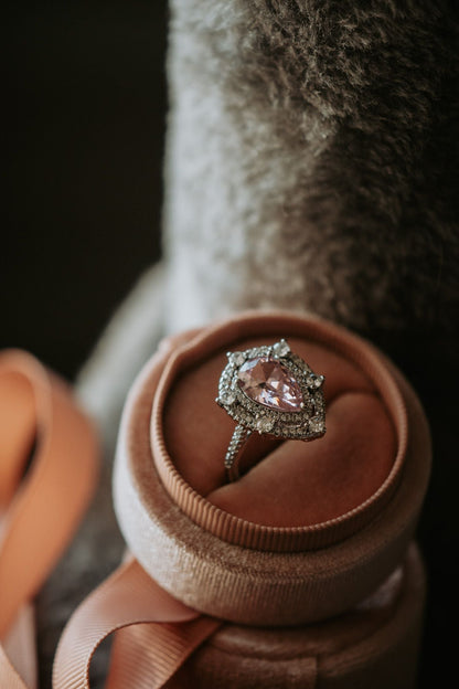 My Soulmate Pink Gemstone Pear Cut Sterling Silver Ring