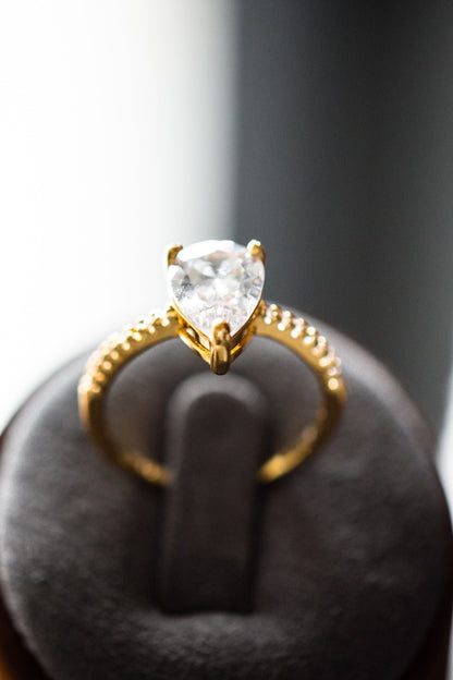 Penelope Pear Cut Gold Ring