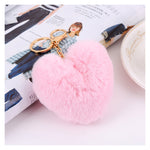 Fluffy Heart Plushy Keychain in Pink