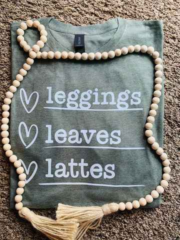 Leggings leaves and Lattes~olive~