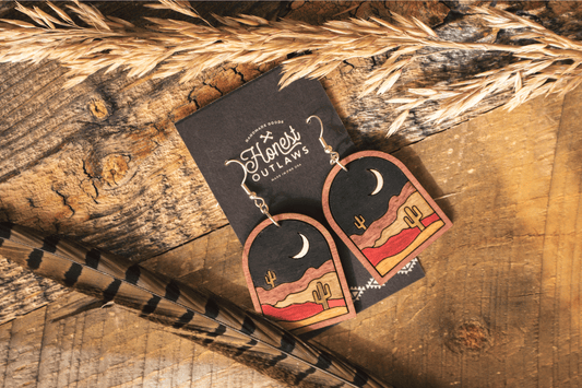 Desert Cactus Landscape Dangle Earrings