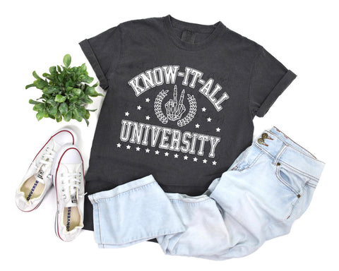 Know It All University Comfort colors