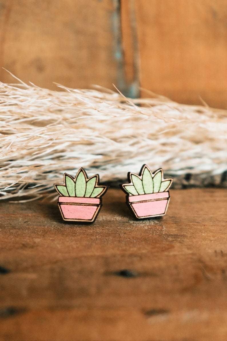 Succulent Boho Earring Studs