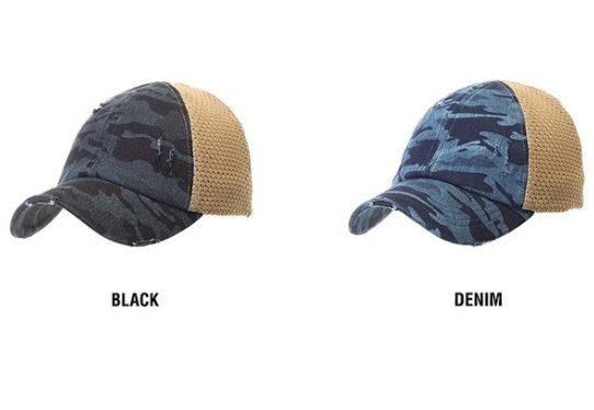 C.C. WASHED CAMO PONY CAP