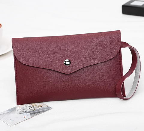 Faux Leather Envelope Clutch Bag for Tiny Trinkets in Red
