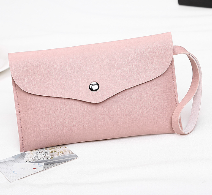 Faux Leather Envelope Clutch Bag for Tiny Trinkets in Pink
