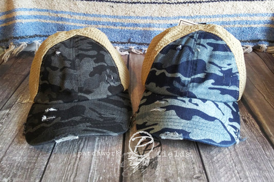 C.C. WASHED CAMO PONY CAP