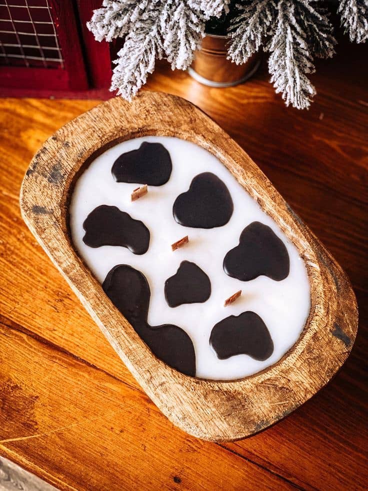Mav Wicks Candle Co - 10 Inch Cow Print Dough Bowl Candle
