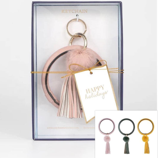 Pom Bangle Keychain with Tassel Gift Set