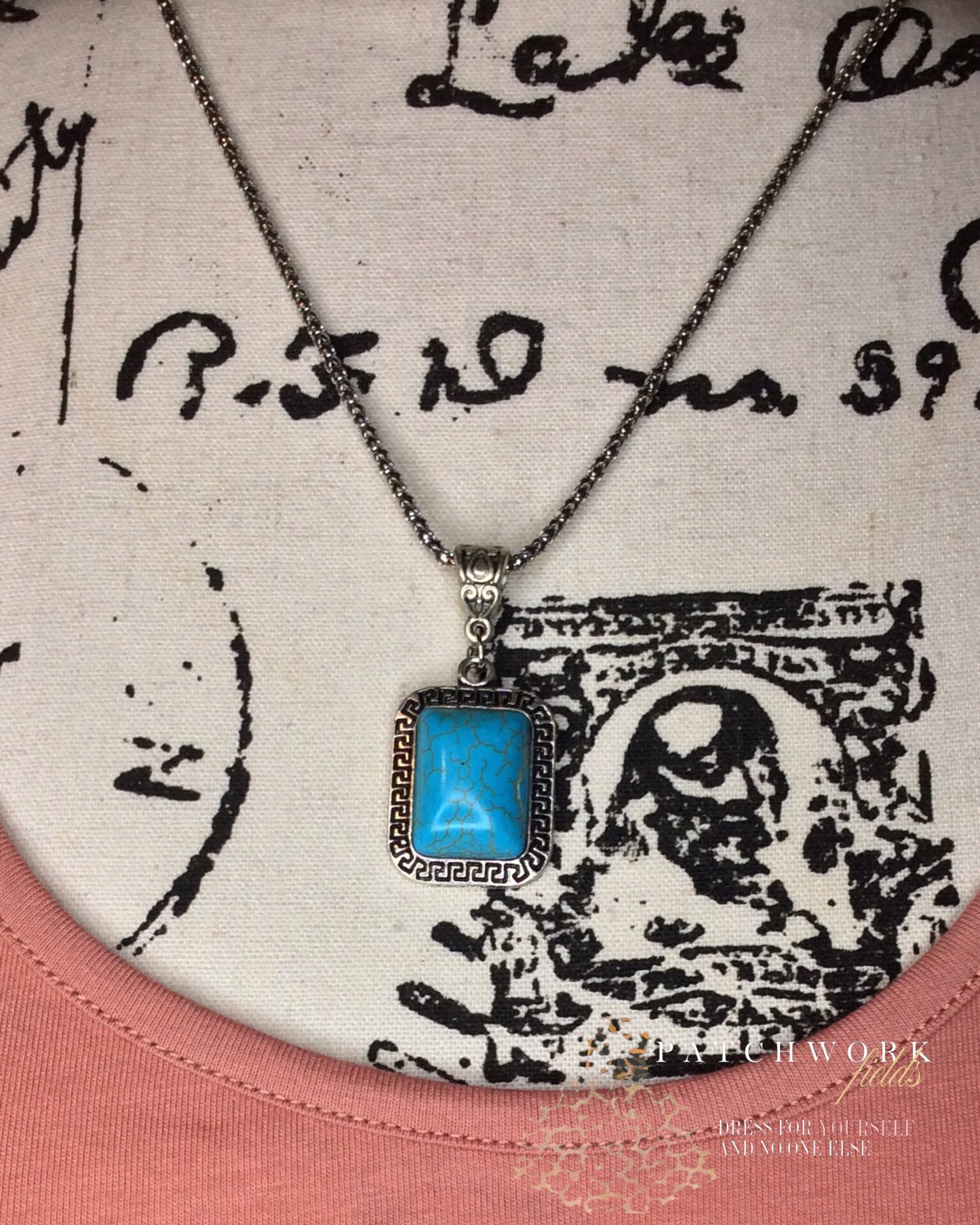 Turquoise Marquee or Square Necklace