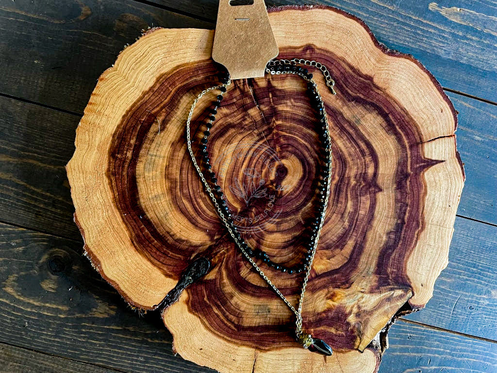 Double Gold & Black Necklace