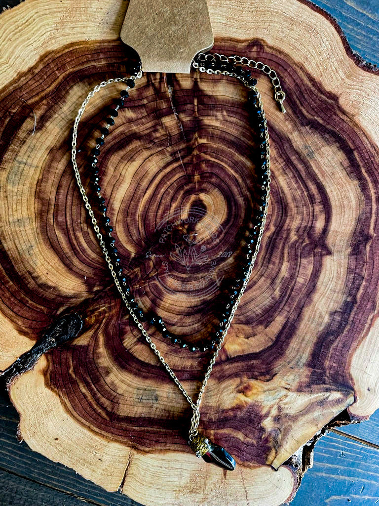 Double Gold & Black Necklace