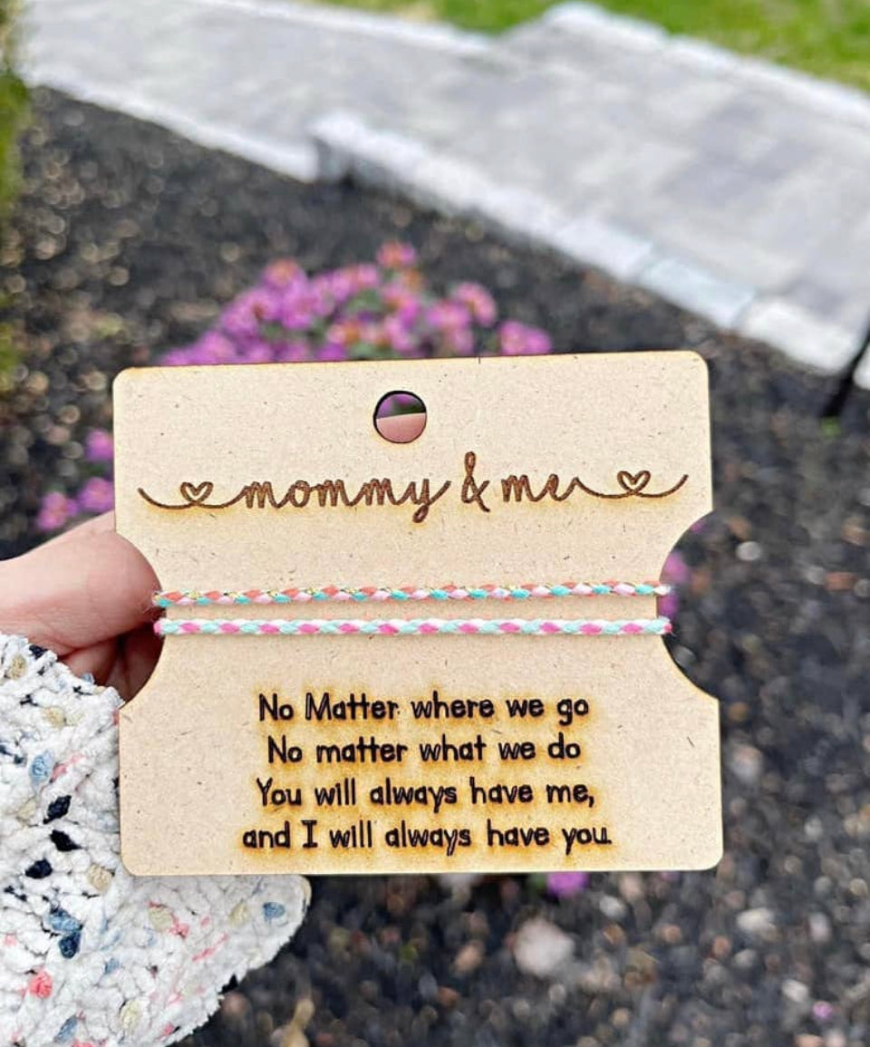 Mommy & Me Wood Bracelet Cards for Mothers Day