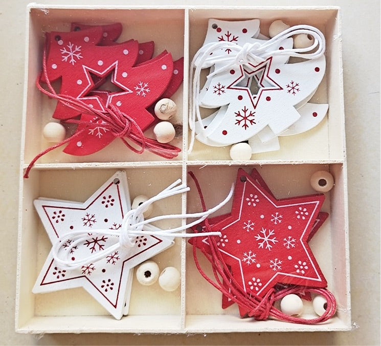 DIY Hanging Wooden Ornaments for Mini Christmas Trees