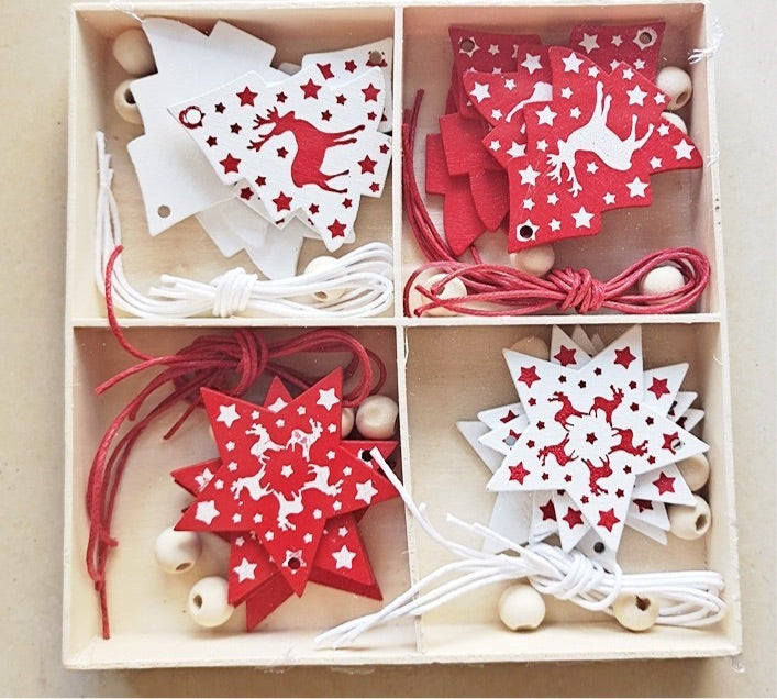 DIY Hanging Wooden Ornaments for Mini Christmas Trees