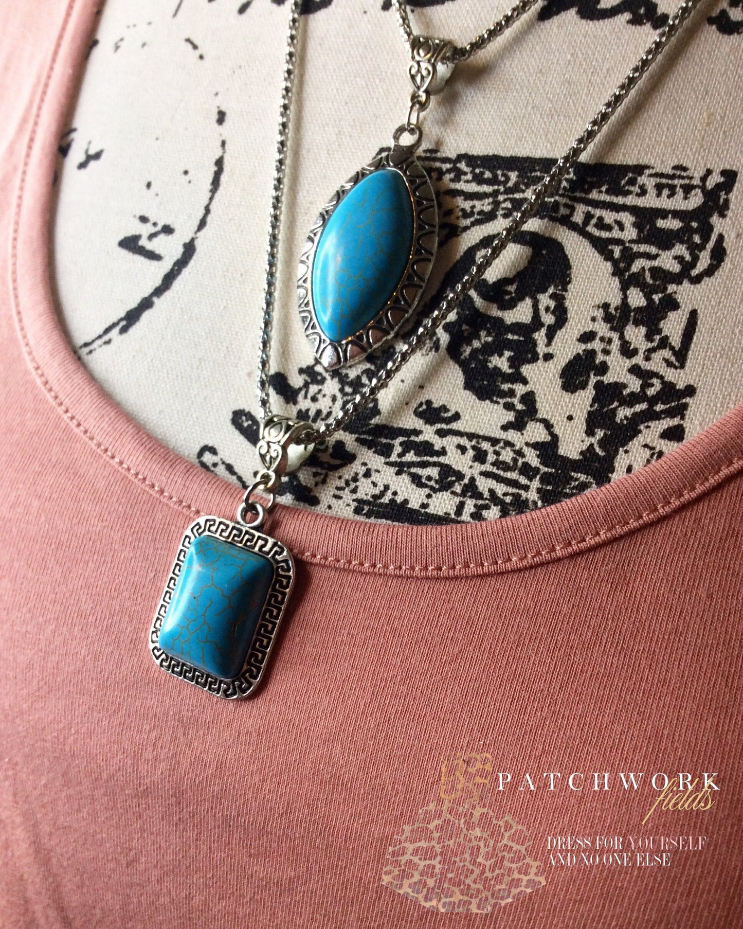 Turquoise Marquee or Square Necklace