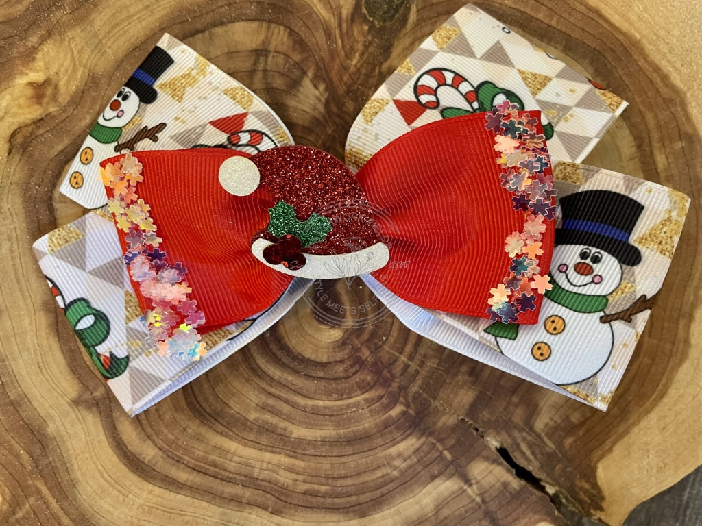 Kids Christmas Bows Santa Hat Bow