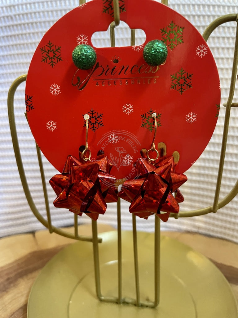 Ugly Christmas Sweater Earrings Bow Jewelry