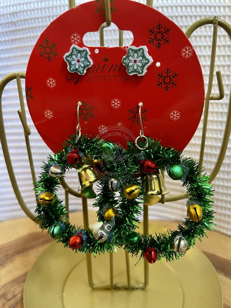 Ugly Christmas Sweater Earrings Wreath Jewelry